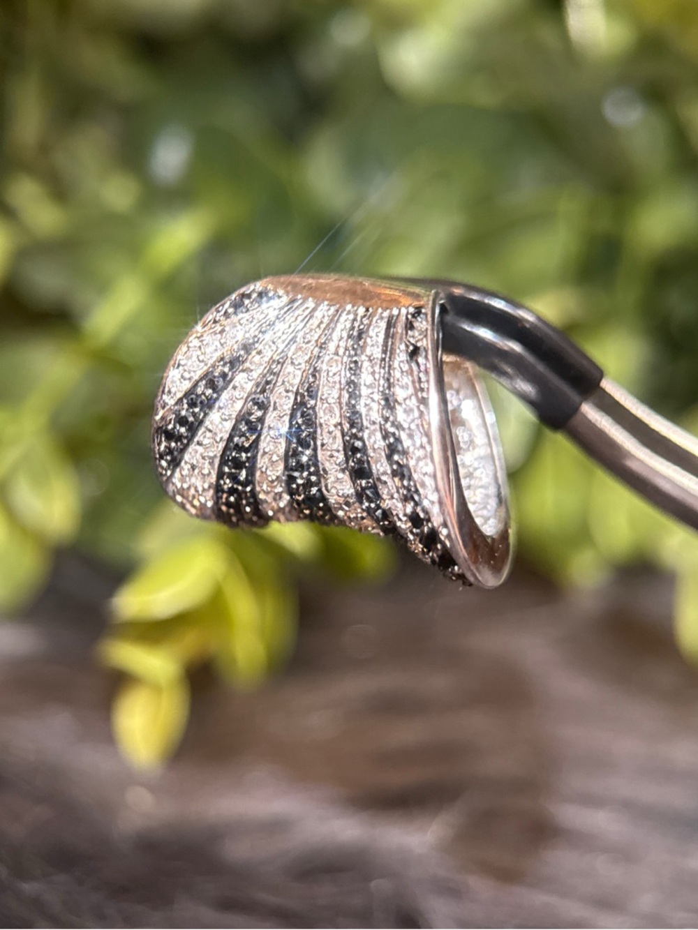 Silver 925 Black & White Spiral Pave Statement Ring - Picture 6 of 10
